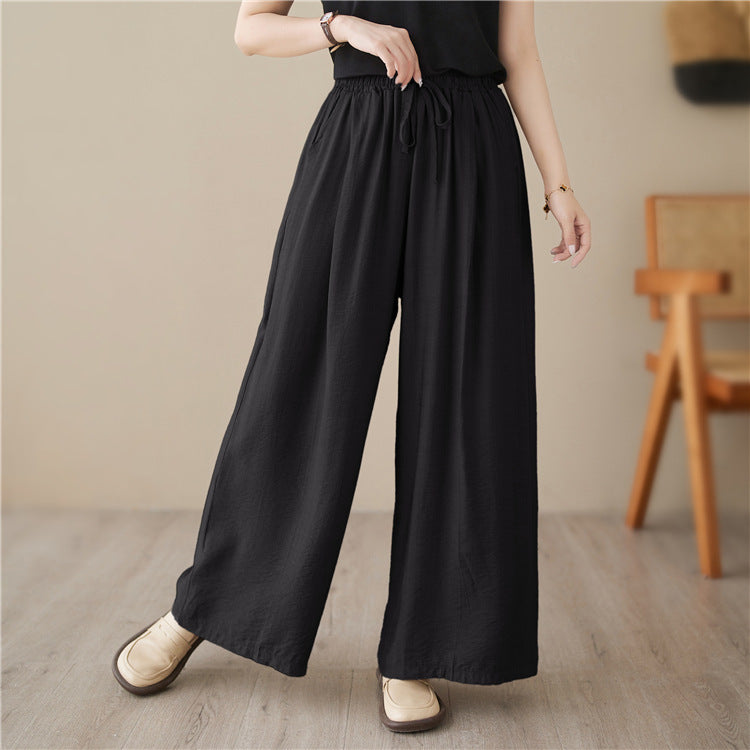 Pretty Woman Curvy Pants - Wide Legs Mop Straight Casual Pants