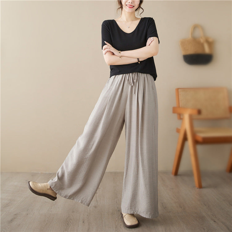 Pretty Woman Curvy Pants - Wide Legs Mop Straight Casual Pants