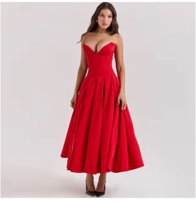 Pretty Woman Dress - Suninheart, Elegant, Sexy, Strapless Corset, Midi, Party Dresses