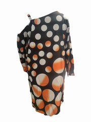 Pretty Woman Curvy Dress - Polka Dot Print, Bat Sleeves Irregular Hem & Shoulder Dress