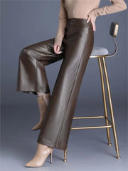 Pretty Woman Pants - Faux Leather Wide Leg Pants