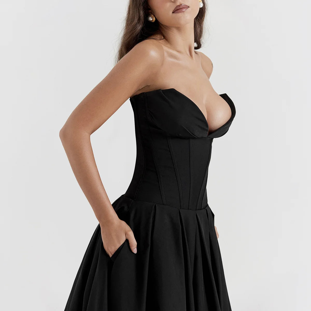 Pretty Woman Dress - Suninheart, Elegant, Sexy, Strapless Corset, Midi, Party Dresses