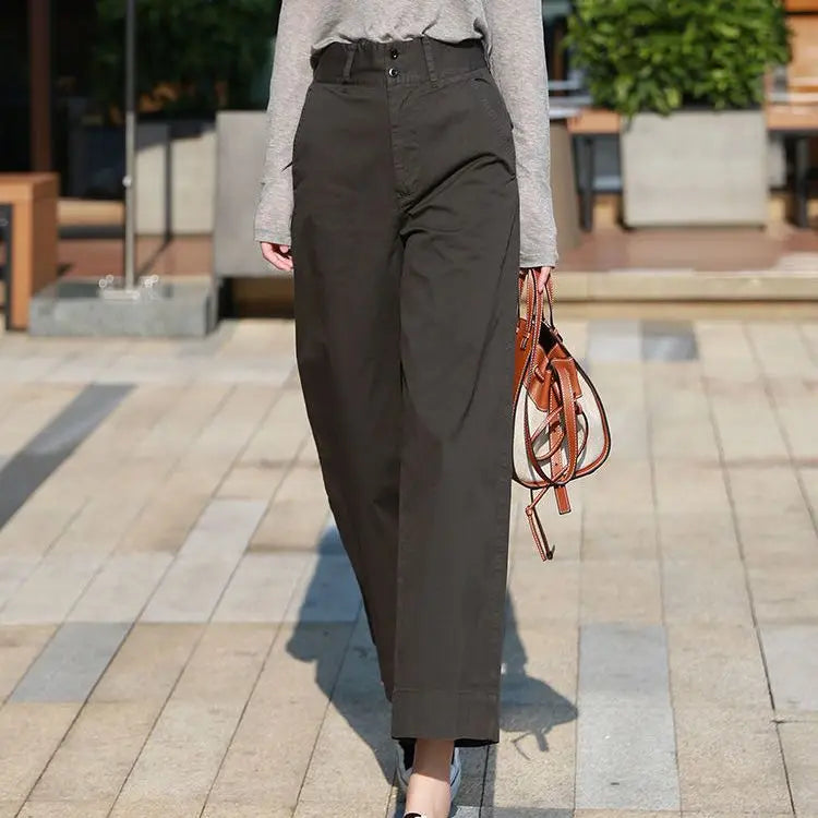 Pretty Woman Pant - Cotton, Wide Leg Pants, High Waisted Loose Fitting Straight Pants