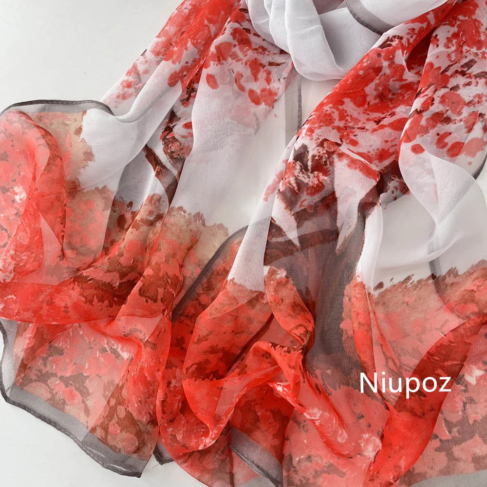 Pretty Woman Curvy Accessories - Chiffon Georgette Scarf - Sukara and Birch Forest Prints