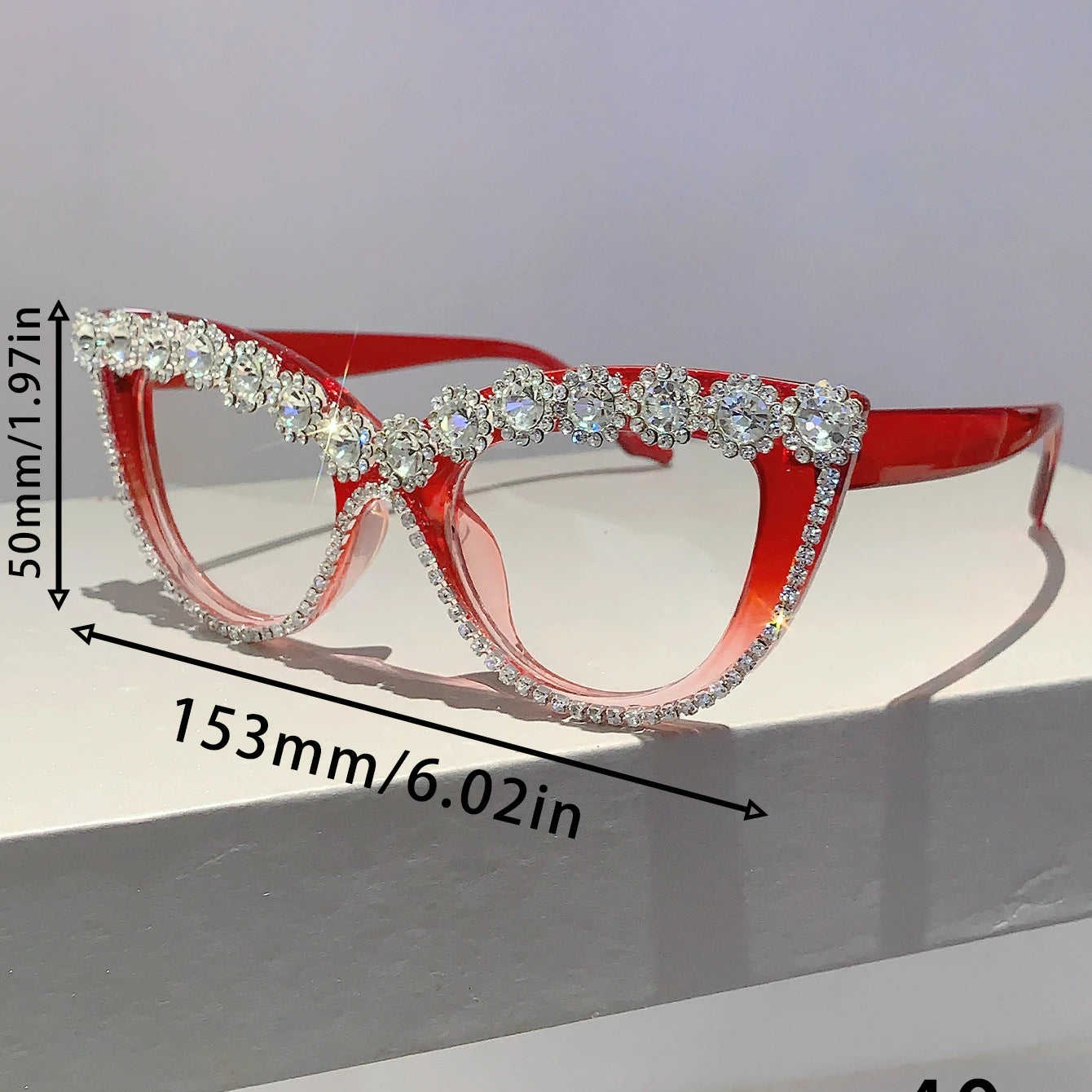 Pretty Woman Curvy Accessories - Cat Eye with Rhinestones Non-prescription Eyewear Luxury Fashion Glasses