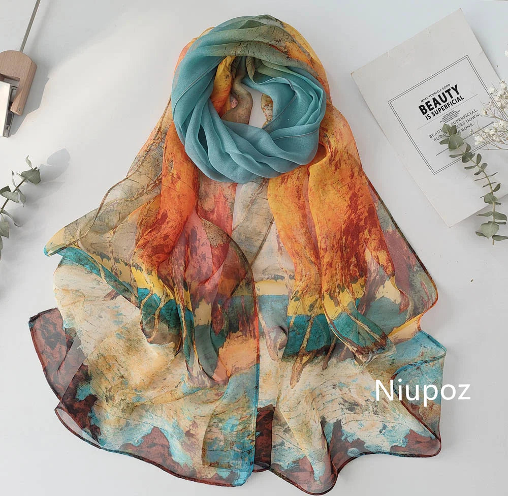 Pretty Woman Curvy Accessories - Chiffon Georgette Scarf - Sukara and Birch Forest Prints