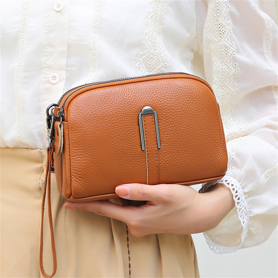 Pretty Woman Curvy Accessories - Genuine Leather Luxury Crossbody Clutch and Shoulder Handbag