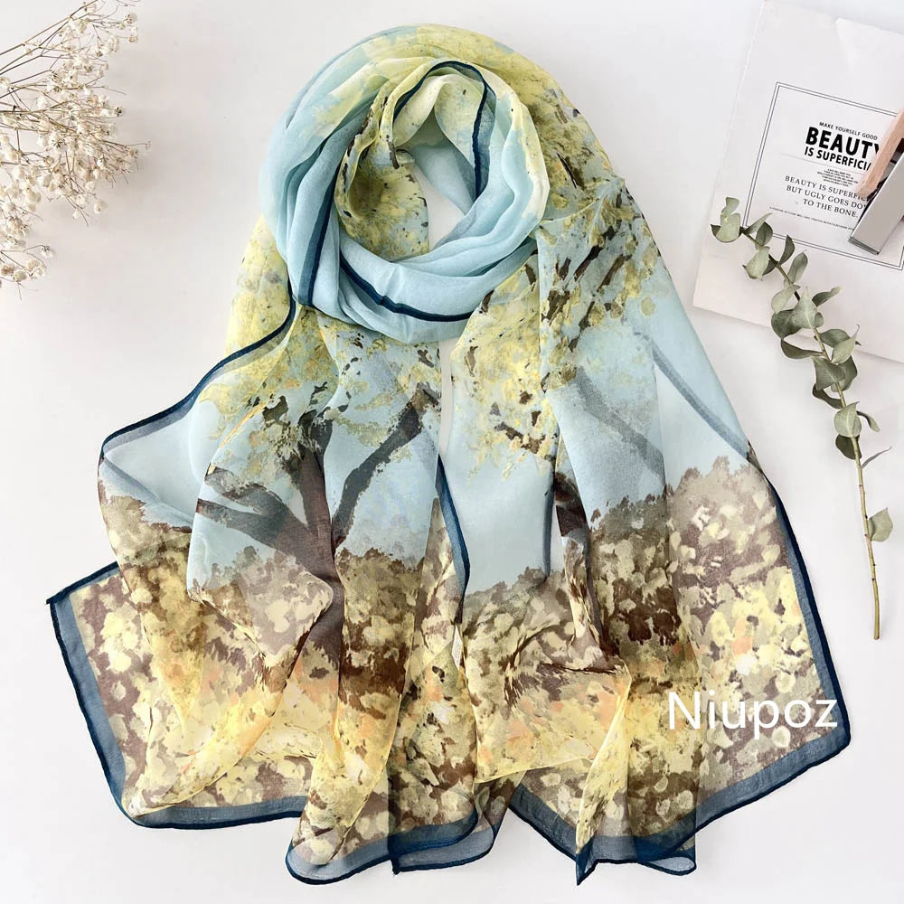 Pretty Woman Curvy Accessories - Chiffon Georgette Scarf - Sukara and Birch Forest Prints