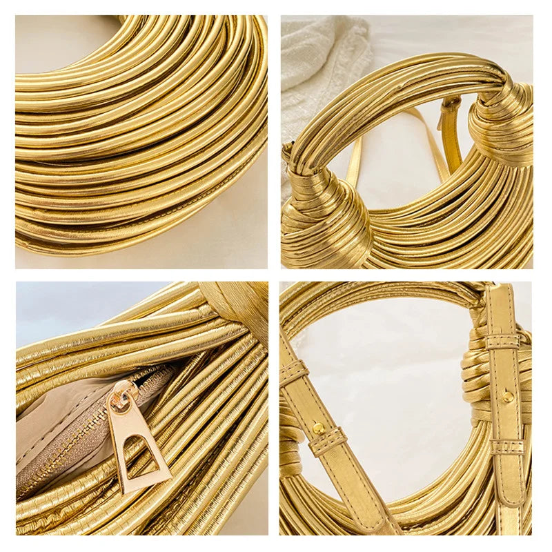 Pretty Woman Accessories - New Luxury Designer Brand Handwoven Rope Knotted Pulled, Chic Clutch