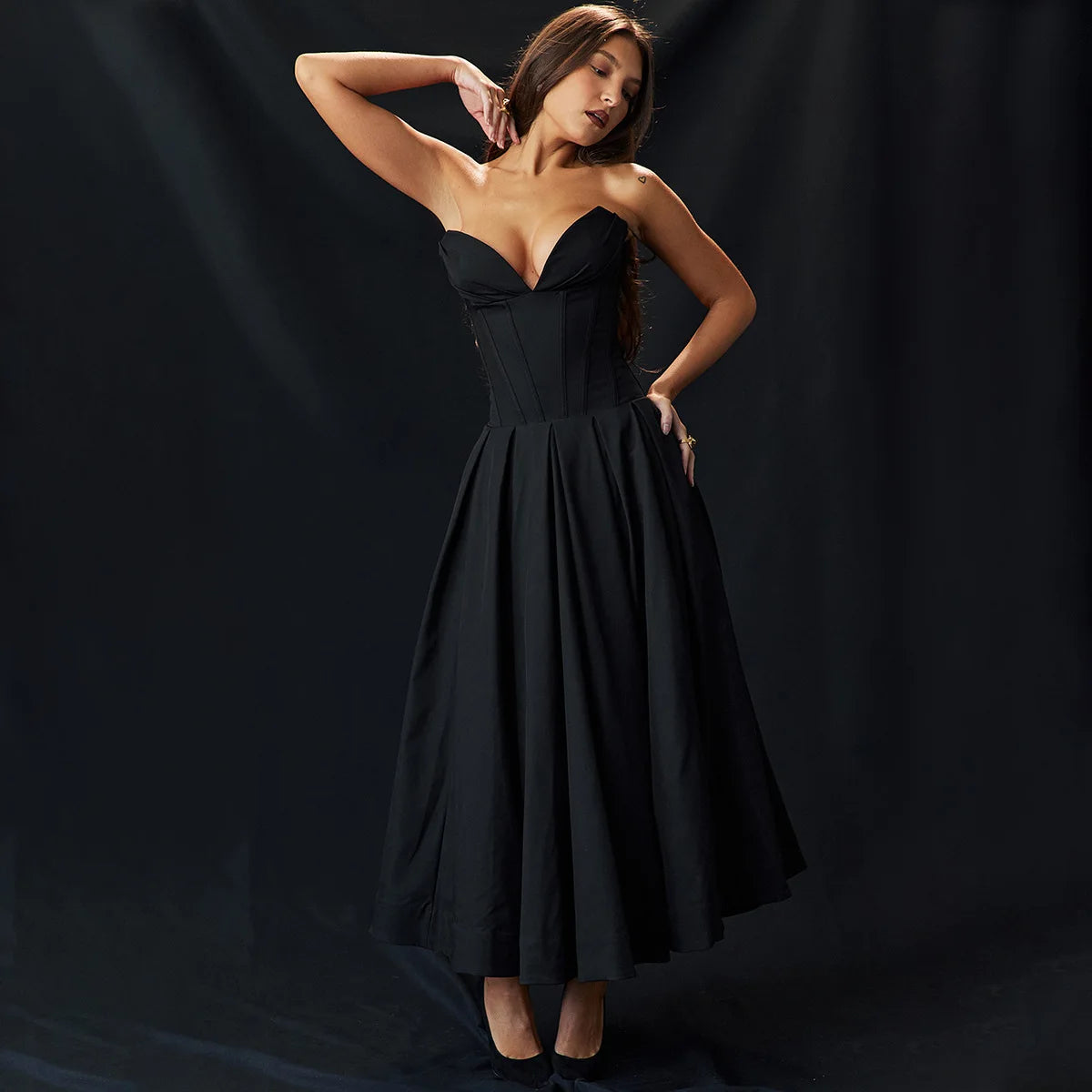 Pretty Woman Dress - Suninheart, Elegant, Sexy, Strapless Corset, Midi, Party Dresses