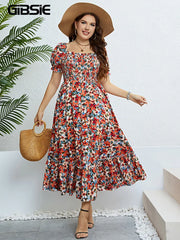 Pretty Woman Curvy Dress - Floral Print, Square Neck, Puff Sleeve Dress