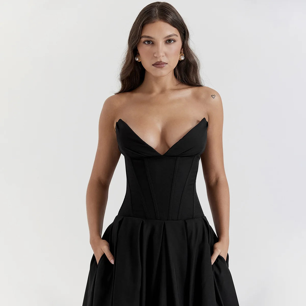 Pretty Woman Dress - Suninheart, Elegant, Sexy, Strapless Corset, Midi, Party Dresses