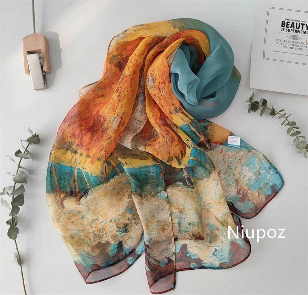 Pretty Woman Curvy Accessories - Chiffon Georgette Scarf - Sukara and Birch Forest Prints