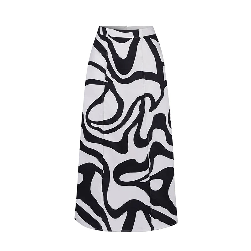 Pretty Woman Curvy Skirt - Bohemian Print Long, High Waist Maxi Skirt