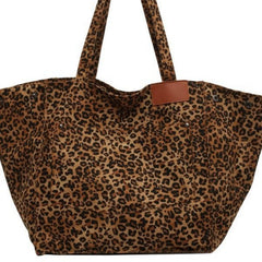 Pretty Woman Curvy Accessories - Fashion Large Capacity Handbag Leopard Pattern Tote  Retro Canvas Shoulder Bag