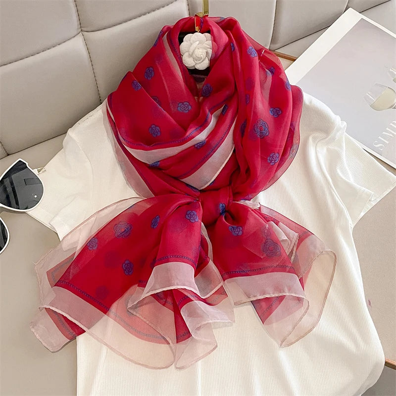 Pretty Woman Accessories - Thin Wraps Elegant Floral Scarf Shawl Pashmina