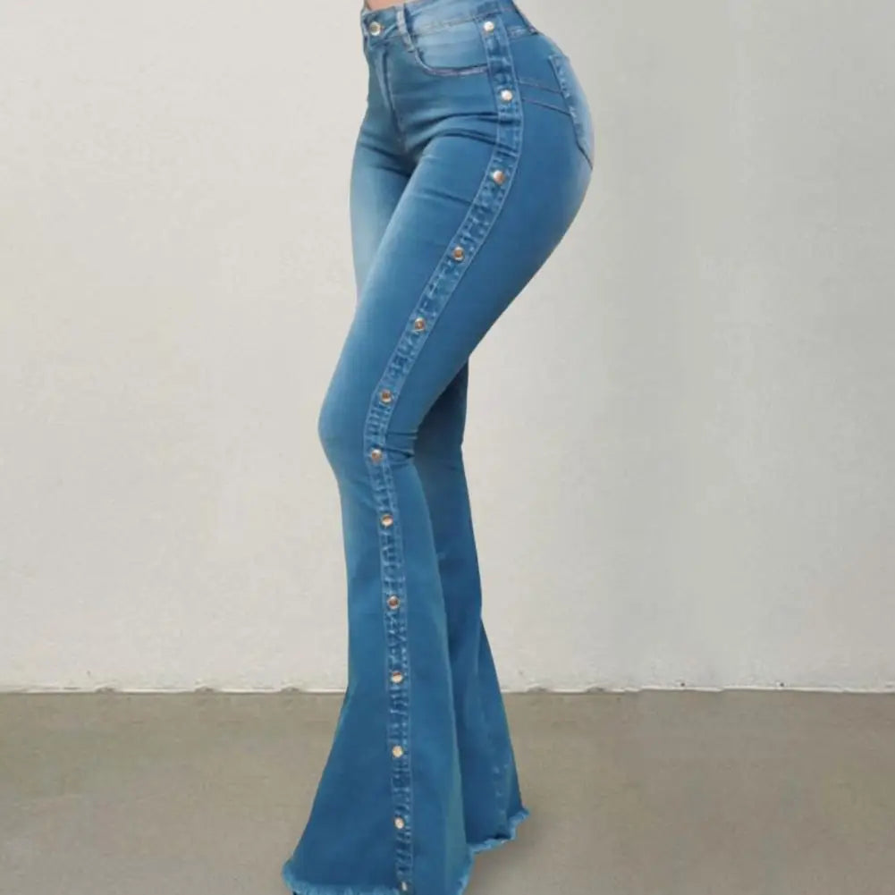 Pretty Woman Pants - Mid Waisted Stretch Flare Jeans Denim Pants