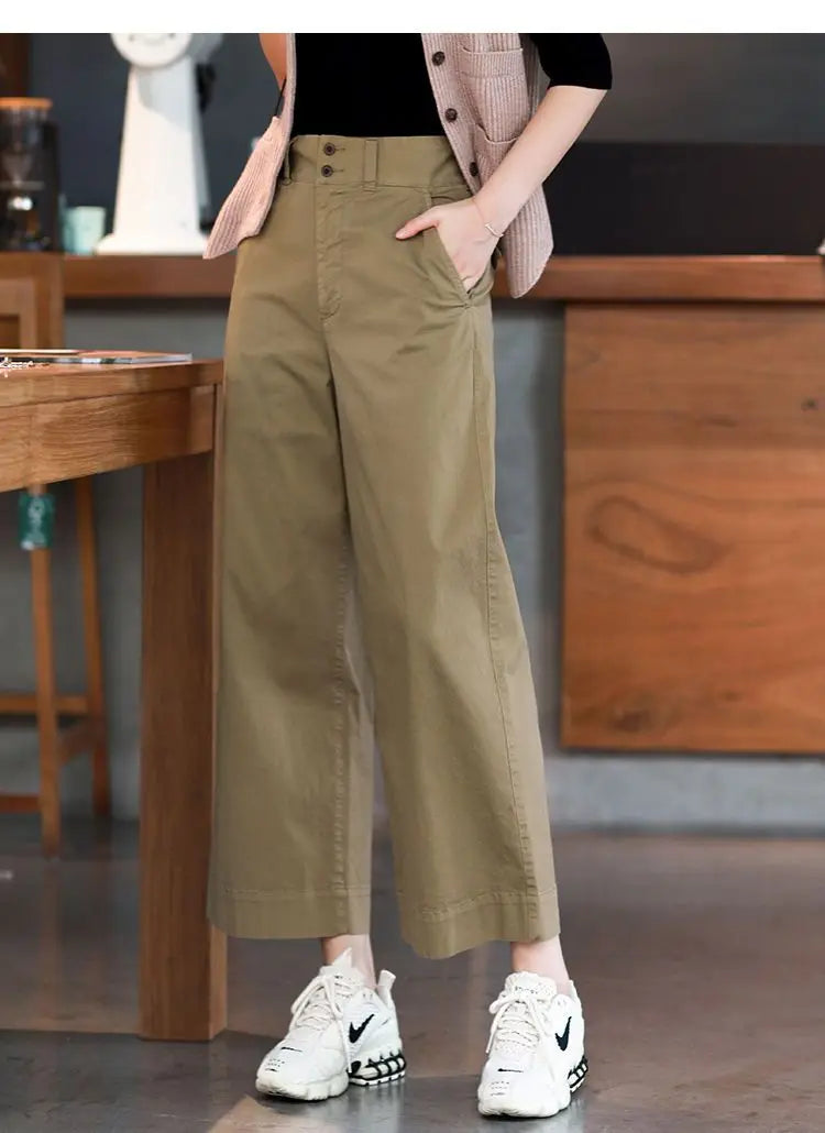 Pretty Woman Pant - Cotton, Wide Leg Pants, High Waisted Loose Fitting Straight Pants