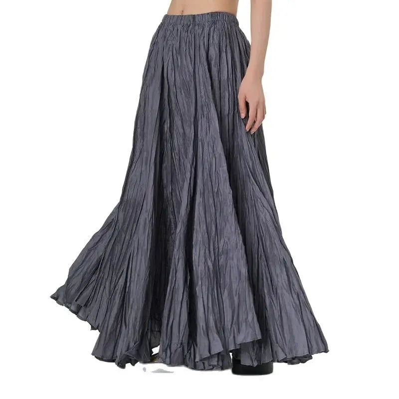 Pretty Woman Curvy Skirt - Elegant Drape Crumpled Skirt, Elastic Waist, Big-Hem, Loose Umbrella Skirt