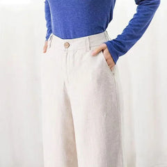 Pretty Woman Pants - Baggy Cotton Linen Pants Women Elegant High Waist White Wide Leg Loose Straight Full Trouser