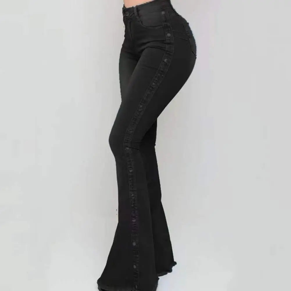 Pretty Woman Pants - Mid Waisted Stretch Flare Jeans Denim Pants