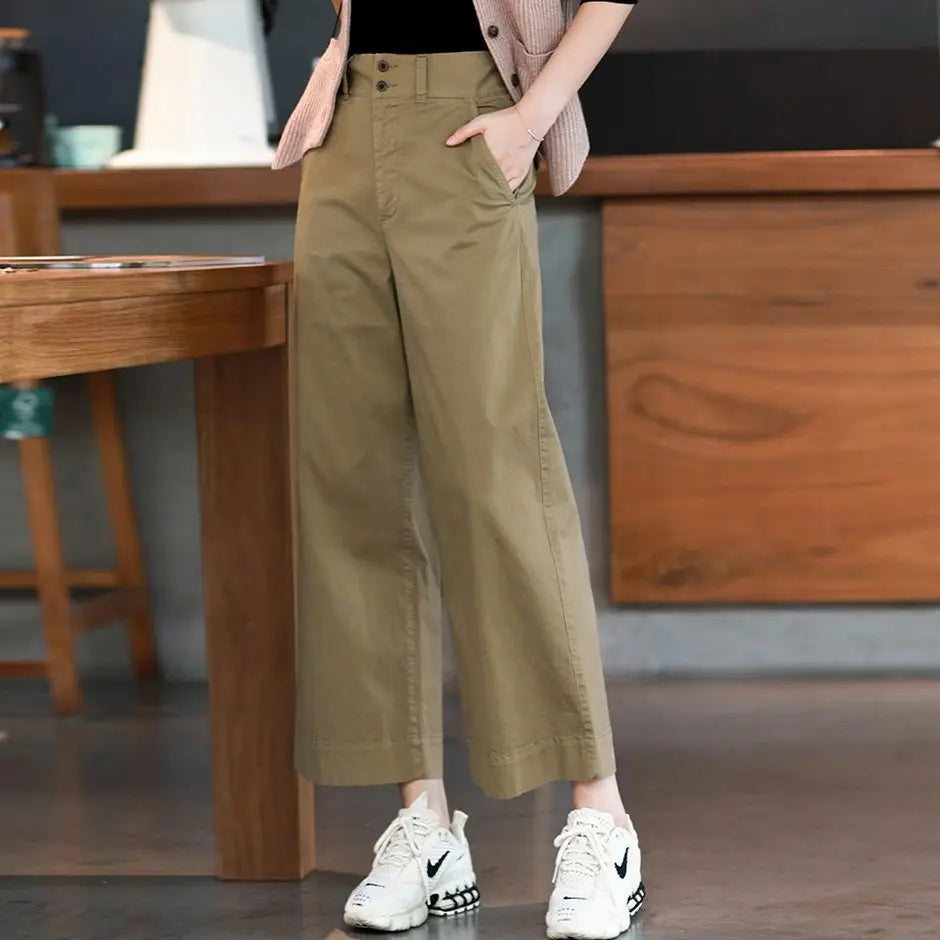 Pretty Woman Pant - Cotton, Wide Leg Pants, High Waisted Loose Fitting Straight Pants