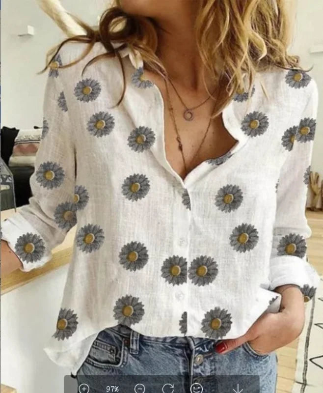 Pretty Woman Shirts - Vintage Birds, Stars, Daisies, Cotton Linen, Casual Spring Streetwear Shirts