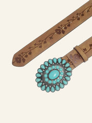 Pretty Woman Accessories - Western-Style Belt with Vintage Boho Turquoise Buckle